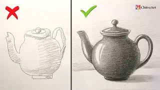 Don'ts & Do's ! How to Draw Realistic 3D Tea Pot Drawing Easy Step By Step for Beginners.