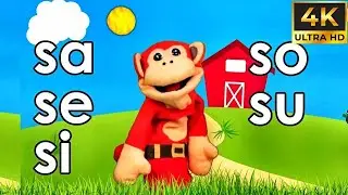 Sílabas sa se si so su   El Mono Sílabo en 4K Remasterizado   Videos Infantiles   Educación