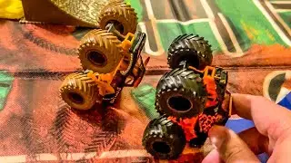 Father and Son Playing Monster Jam Toy Trucks (for Kids)