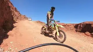 Biking world-famous Shafer Trail near Moab, Utah