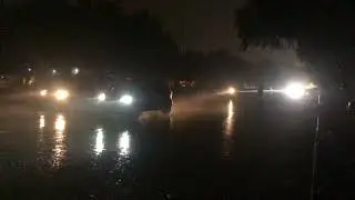 Street View Karachi, Night Rain, heavy rain, T-Storm, Cars Light, Gulshan Rashid Minhas Road Karachi