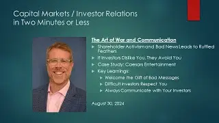 Art of War and Communications (Investor Relations, Capital Markets, Mr Investor Relations)