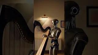 FUTURE ROBOT PLAYING HARP .