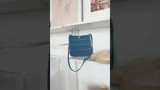 Straw crochet bag. Blue crossbody bag for women
