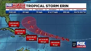 Tropical Storm Erin intensifying, expected to be a hurricane by the weekend