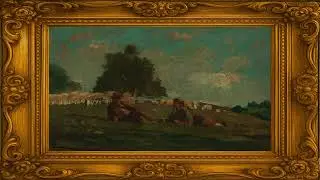 Pastoral Sheep Meadow with Shepherds | 4K Frame TV Art for Home Ambience, Vintage Decor & Relaxation