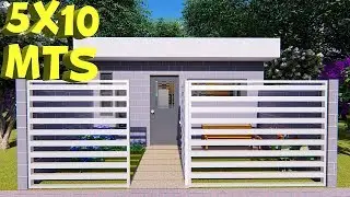 Plano de casa 5x10 metros con 1 dormitorio / 5x10 House Plans
