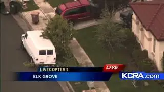 Aerial view of possible tornado touch down in Elk Grove
