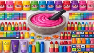 Satisfying Slime ASMR DIY 🌈 MIXING Rainbow Cloud Slime with Makeup Cosmetic Candy Playdoh Glitter