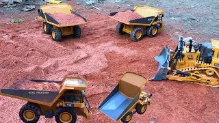 DOUBLE LOAD 🔴 Dump Trucks Unloading Brick Dust & Bulldozer Leveling the Site #RCConstruction