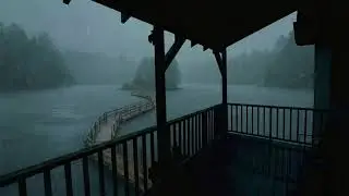 Heavy Rain and Thunderstorm Sounds 🌩️ Fall Asleep Fast in a Cozy Cabin Ambience at Night