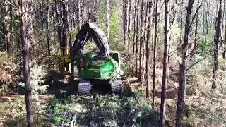 John Deere 853M Track Feller Buncher First Thinning Pine