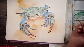 How to Paint a Beachy Blue Crab with Watercolor