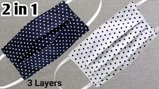 No Pattern | 1 Mask 2 Styles 3 Layers Pleated Face Mask | Make Fabric Face Mask at Home | DIY Mask