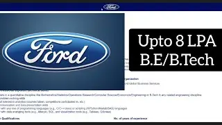 Ford is hiring for Analytics Modeler|Up to 8 LPA|B.E/B.Tech/M.Sc/MBA|Analytics Modeler|Apply now