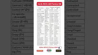 Present past past participle v1 v2 v3 | verb list with bangla meaning| P-08