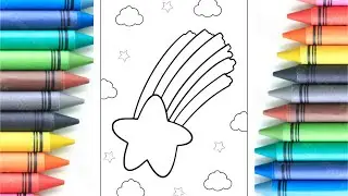 How to draw wishing star- rainbow star coloring page|whising star coloring