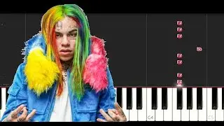 6ix9ine - Fefe (Piano Tutorial)