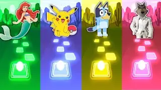 The Little Mermaid vs Pikachu vs Bluey vs The Bad Guy - Tiles Hop EDM Rush