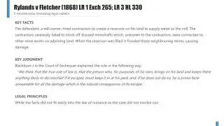 [Case Law Tort] ['strict liability'] Rylands v Fletcher (1868) LR 1 Exch 265; LR 3 HL 330