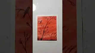Peaceful Sunset with Silent Birds 🎨🌅 Acrylic Painting