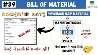 #39 Tally Prime: Bill of Materials with GST in Tally Prime | Product Manufacturing process with GST