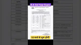 B.A 3rd Year Exam Time Table 2024 | B.A 3rd Year Exam #BA3rdYearExamTimeTable2024 #ShortsVideo