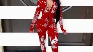 Christmas Printed Zipper Up Long Sleeve Jumpsuits