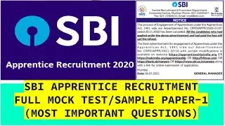SBI APPRENTICE RECRUITMENT  FULL MOCK TEST/SAMPLE PAPER-1(MOST IMPORTANT QUESTIONS)
