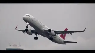 Turkish Airlines Airbus A321-231 TC-JSM takeoff by fog - Berlin Tegel airport