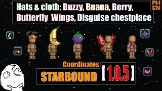 [starbound guide] Banana Mask, Buzzy Hat, Berry Hat, Butterfly Wings, Disguise coordinates 1.0