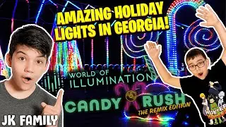 Holiday Light Show Extravaganza! Candy Rush World of Illumination at Six Flags White Water 2020