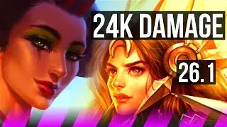 KARMA & Ezreal vs LEONA & Aphelios (SUP) | 24K damage | KR Master | 26.1