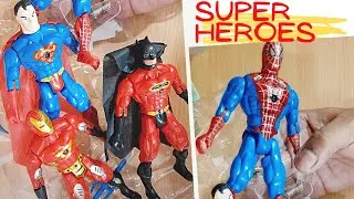 Super Heros Action Figures Set with LED Light on Chest & All Movable Joints | UNBOXING AND REVIEW