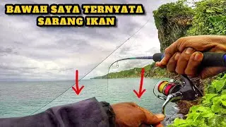 Bussettt..! Sarang ikan ternyata ada di bawah saya - Rock fishing indonesia || Mancing ikan recekan