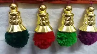 saree kuchu making with woolen pom poms