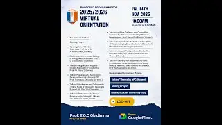 CPGS Virtual Orientation For Newly Admitted Students in the 2025/2026 Academic Session