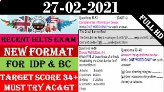 Recent IELTS Exam Listening Test With Answers | IELTS Listening Test 2021 | 27-02-2021 #IELTS