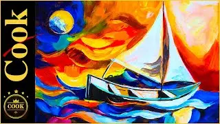 Sailboat Sunset Abstract Beginner Acrylic Step by Step Tutorial with Ginger Cook