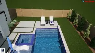 Dallas Modern Pool & Spa with Water Feature Wall & Fire Pit