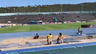 Wayne Pinnock Of Kingston College Jumps 8.14m In The Long Jump Open At Gibson McCook Relays.