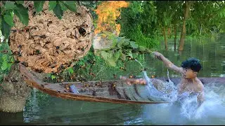 It's a big deal, the boat is sinking - Making boats from palm trees - life in jungle
