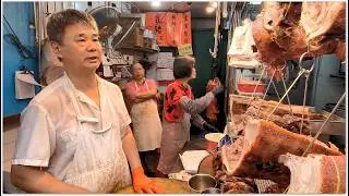 香港燒味 師傅出馬 Roast Pork Crispy Yummy Hong Kong Food 明哥師傅對客很好 燒鴨熱辣辣 爆煙爆汁 乳豬點點甜醬勁好吃啊 香港美食 新強記燒臘飯店