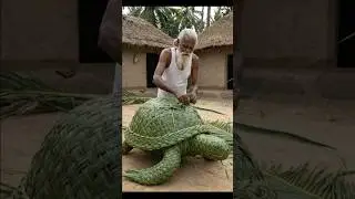 Amazing Coconut leaf Turtle Craft 🌿 #handcrafted #leafart #shorts #coconutleaf