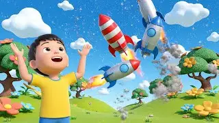 Foguetes de Brinquedo Decolam em Grande Explosão | Canções Infantis Espaciais