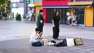 [STREET ARTIST] YU KAGAWA, HYOJIN & YOUNGWON. INTERACTIVE SINCHON BUSKING. 230723.