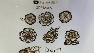 Day 7 || 3D Flowers 🌺 Tutorial ||Naziyaofficial9987#explore #mehndi #love #Naziyaofficial9987