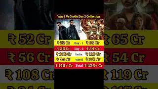 War 2 Vs Coolie Day 2 Collection ll #coolie #coolievswar2 #war2 #rajinikanth #hrithikroshan #jrntr
