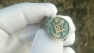 Sterling Silver Custom Masonic Lodge Ring Freemason Sun and Moon Ring