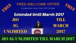 JIO 4G UNLIMITED FREE -- TILL MARCH 2017